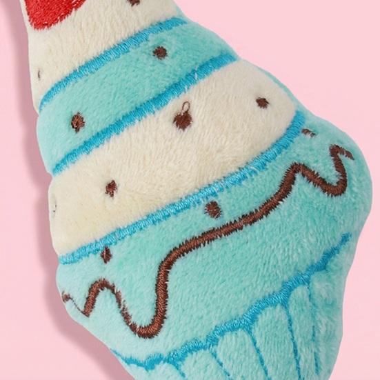 Pet Toy Bite-Resistant Plush Chew Toy with Interactive Sound Design Squeaky Ice Cream Shape Pet Teeth Cleaning Toy