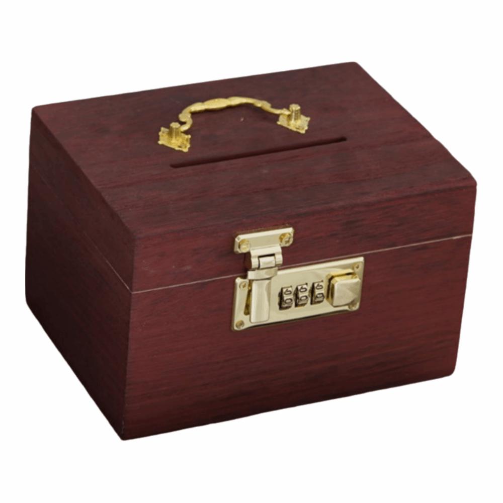 Large Capacity Wooden Money Bank Retro Treasure Storage Box Jewelry Box Piggy Bank Bill Storage