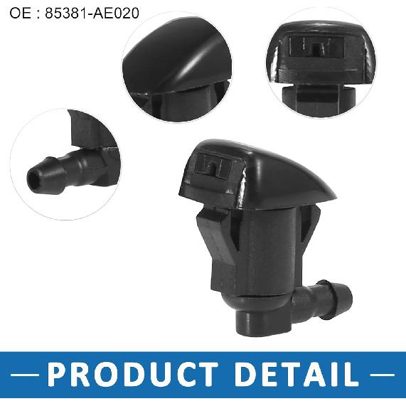 Windshield Washer Nozzle Kit 85381-AE020 250cm Washer Hose and Adapter Wiper Wash Spray Jet for Toyota Corolla 2004-2010 Plastic (Set of 6)