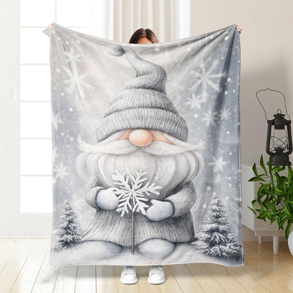 White Gold Christmas Deer Throw Blanket, Elegant Festive Home Decor