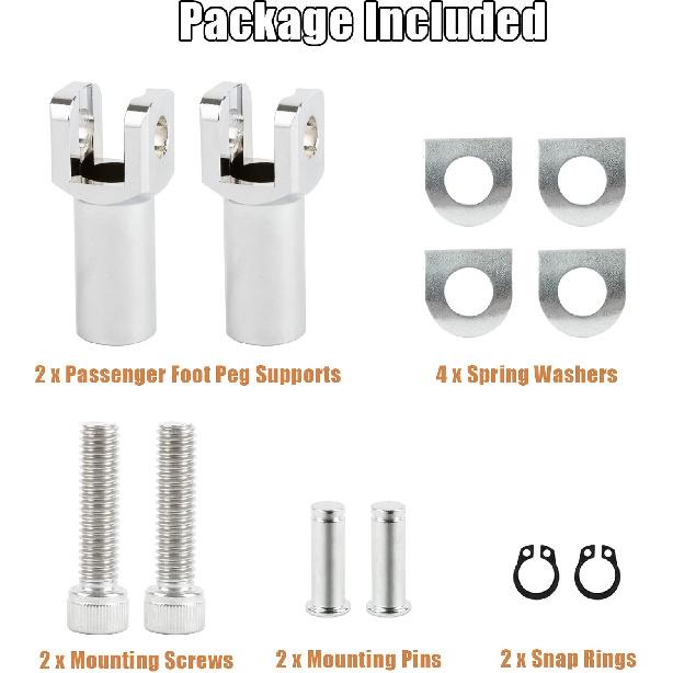 PSLER Rear Passenger Foot Pegs Support Mount Motorcycle Footrest Clevis Kits for Fatboy Heritage Softail FXST FLSTF FLSTSB 2000-2006, Chrome | Chrome