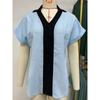 Summer Dameskjorte Farge Collision Lapel Chiffon Bluse Løse kortermede topper