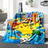 Pikachu Friends Adventure Flannel Blanket Super Soft Warm Cozy Blanket For Sofa Bed Office Travel Allseason Home Decor Gift