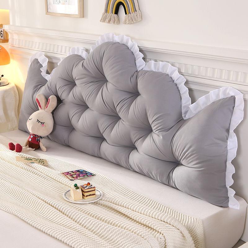 Solid Color Bede Pillow Backrest Sle Dormitory Bedroom Tatami Waist Support Soft Pack Large Pillow Non-Sagging Fixed