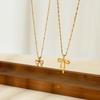 Popular Design Zircon Bow Pendant Necklace 18K Gold Stainless Steel Clavicle Chain Versatile Jewelry Women