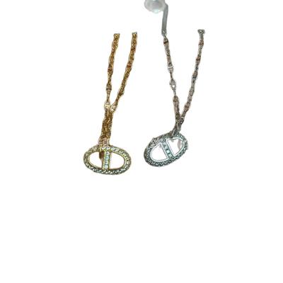 Conjunto de Colar e Pulseira de Diamante de Alto Padrão para Mulheres - Nariz de Porco: Corrente Versátil para Clavícula da Moda