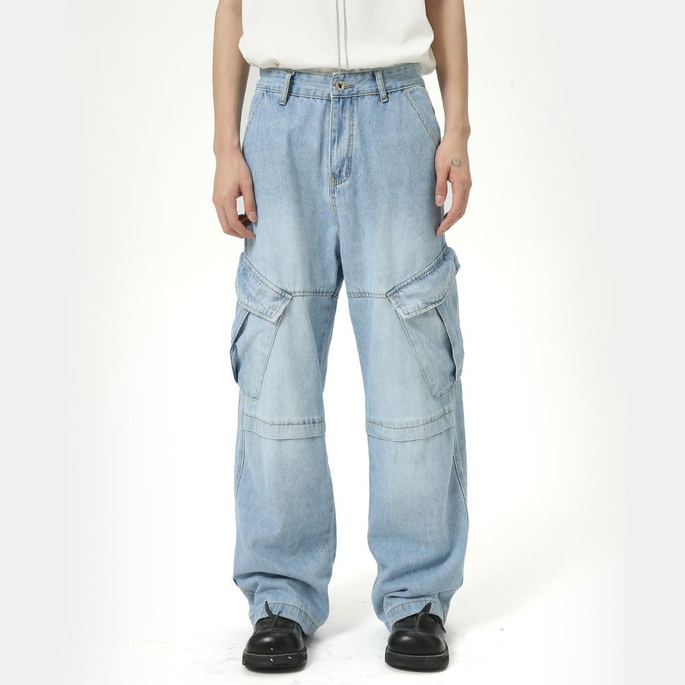 Men's Clothing | New Summer Products, Meichao Heavy Industry Splicing Multi-pocket Washed Jeans Casual