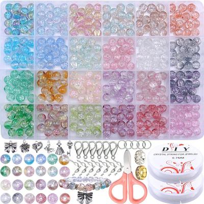 For Diy Handmade Beaded Bracelet Necklace Accessories 360Pcs 24-Grid Crystal Glass Set