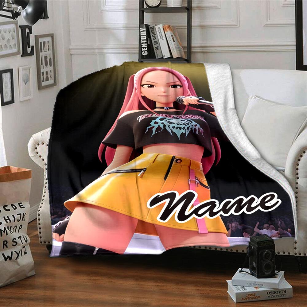 Customizable KPop Demon Hunters21 Throw Blanket – Personalized Name, All-Season Cozy Snug Blanket, Machine Washable, Personalized Blanket