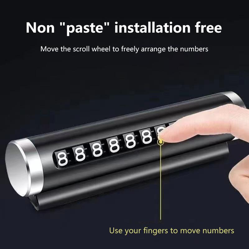 2024 New Metal Car Temporary Parking Card Rotate Phone Number Plate Aluminum Stickers Park Stop In Car-Styling Auto Accessories