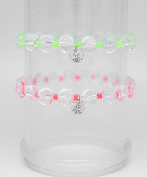 Bonbeau Bright Cutting Glassball Beads Mix Bracelet Transparent Ball Neon Color Beads Smile Charm Bracelet