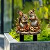 2D Charming Squirrel, Garden Pile - Outdoor Art Deco, Suitable for Flowerpots and Landscaping, Bohemian Animal Theme
