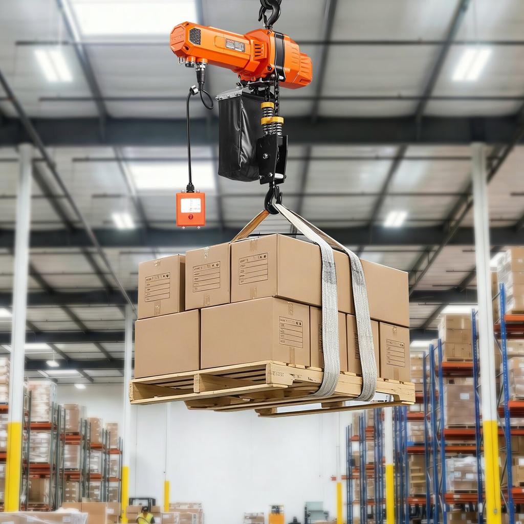 1000 kg Electric Chain Hoist, 3 m Lifting Height, 230V Single Phase Overhead Crane with 100 m Wireless & 2.4 m Wired Remote Control, Power Electric