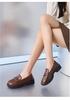 2025 Comfortable Women's Chunky Heel Loafers: Thick-Soled, Soft Leather Slip-On Work & Casual Shoes