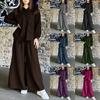 Women's Long Sleeve Button Front Shirt and Wide Leg Pants Set In 7 Colors