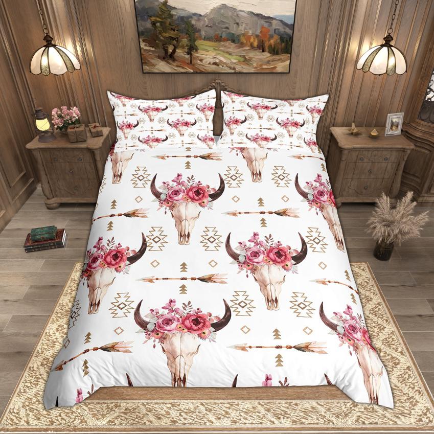 

Comforter Homewish Cute Highland Cow Western Cowboy Cowgirl Bedding Set Rustic Farmhouse Farm Animal Set Comforter (quilt)-EU Single(135*200cm)3pcs