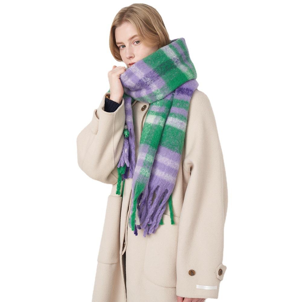 Winter New Women's Soft Imitation Cashmere Plaid Scarf Retro Scarf Women
