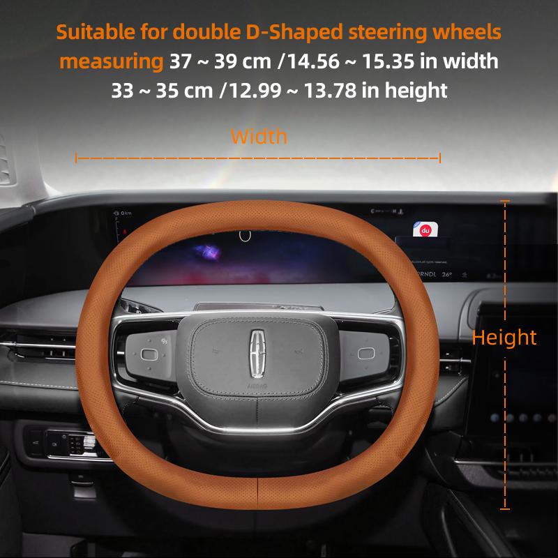 For Lincoln Z MKZ MKT MKC MKX MKS Navigator Aviator Nautilus Corsair Continental Leather Breathable Car Steering Wheel Cover