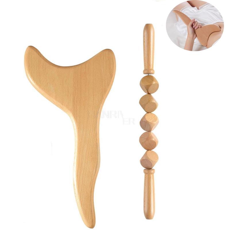 2Pcs/Set Wood Therapy Massage Tools Wood therapy Kit for Body Shaping Lymphatic Drainage Massager for Body Sculpting Cellulite