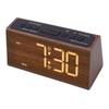 Digital Alarm Clock Wooden LED Dimmable USB Plug in Electric Desk Clock Loud Alarm with Adjustable Volume Snooze for