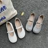 Round head shallow mouth flat bottom mesh single shoes 2025 summer new one word with breathable hollow Mary Jane shoes