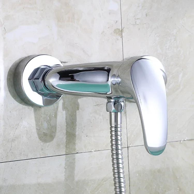 Bathroom Mixer Faucet Wall Mounted Shower Faucets Single Handle Hot and Cold Water Tap Household Chrome Bathroom Faucets