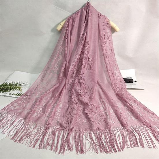 Ethnic Style Tassel Extra Long Jacquard Women Scarf Hollow Lace Cheongsam Shawl Female Accessories