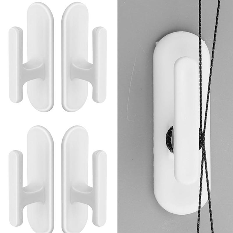 62KD 4Pcs Safety Blind Pull Cord Winder Window Blind Cord Wrap Cleats Curtain Drapery Shade String Holder Adhesive Hooks