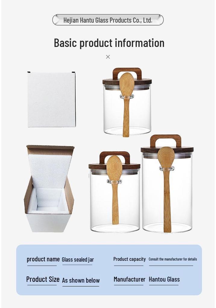 Borosilicate Glass Coffee Storage Jar with Handle, Spoon, Thickened Lid, and Moisture-Proof Seal
