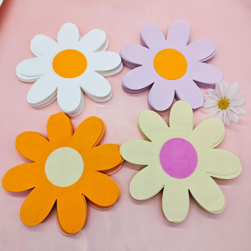 20Pcs/Set White Daisy Flower Paper Napkins Party Disposable Tissues Towel Baby Shower Wedding Decoration