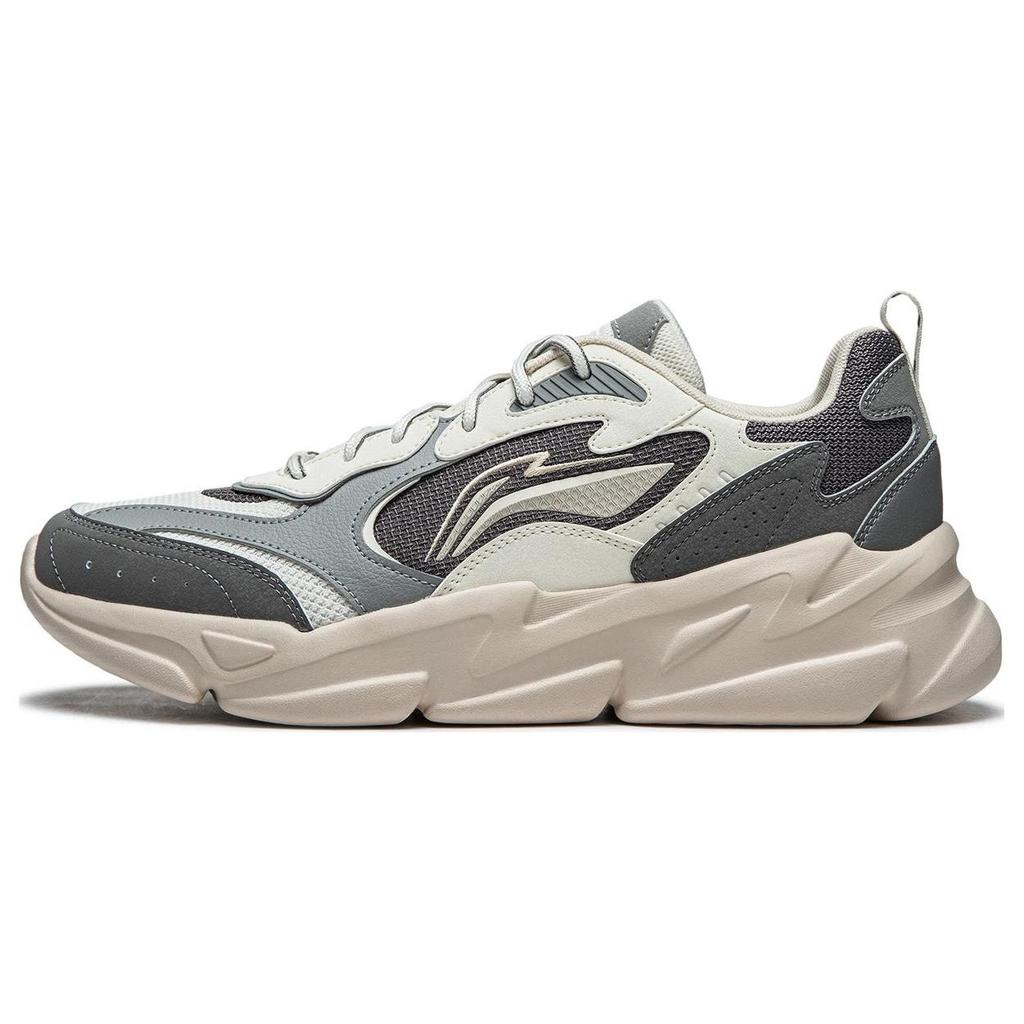 Li-Ning Yunhai Versatile Retro Thick Sole Height Increasing Shock Absorbing Non-Slip Wear-Resistant Support Low-Top Casual Shoes AGCT427-2