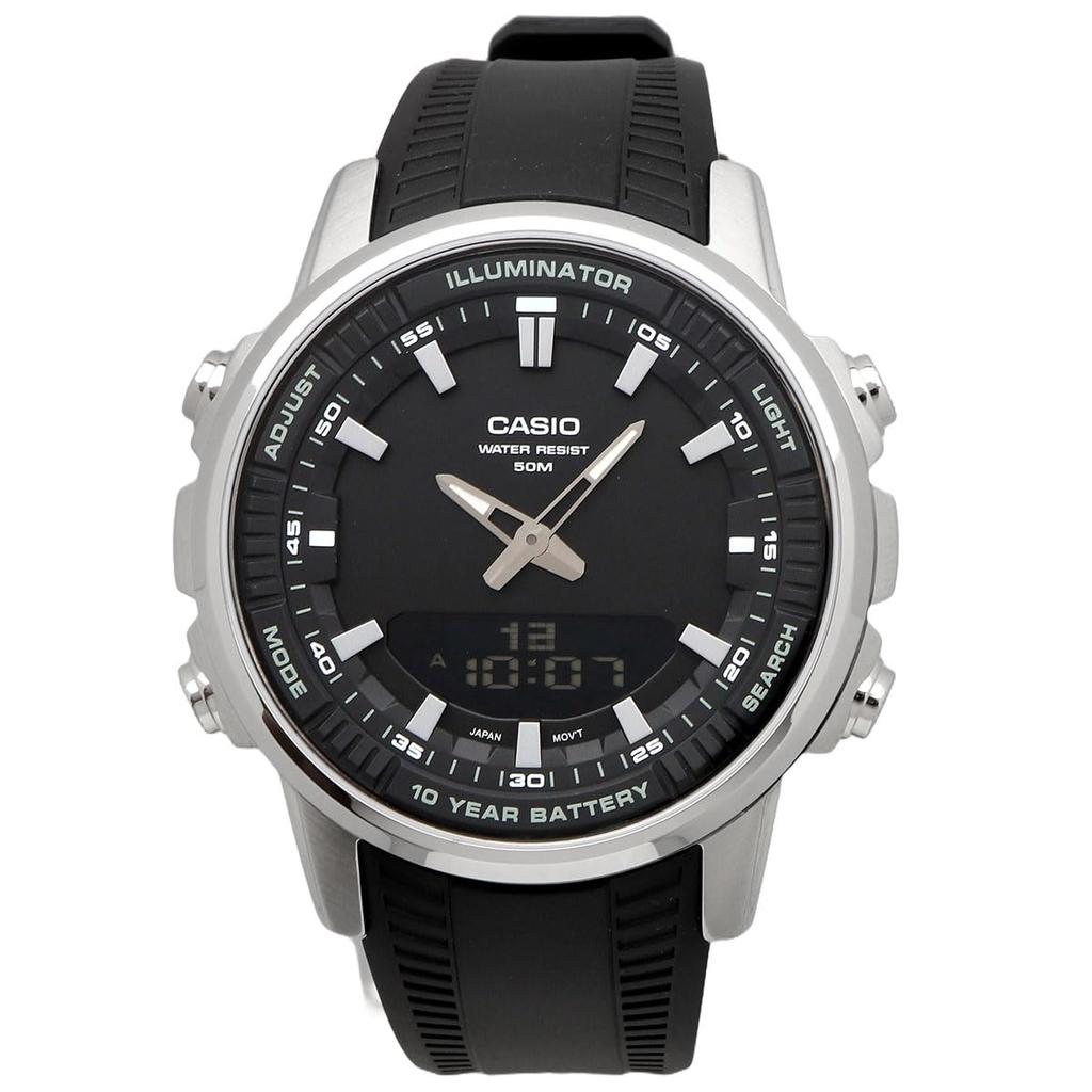 Casio AMW-880-1AV World Time Analog-Digi Quartz Men's Watch, Black, International Model [Parallel Import]