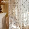 1PC LOZUJOJU French Retro Rose and Bird Print Curtains Beige Tassel Edge Semi Transparent Curtains for Bedroom Living Room Window Home Decor
