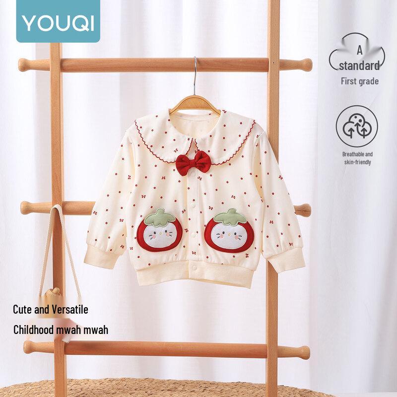 Youqi Baby Girls' Polka Dot Knitted Hooded Cardigan