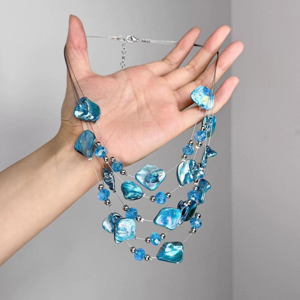 Irregular-shaped Pebble Necklace for Women, New Style, Exaggerated, Multiple Layers, Collar Chain, Neck Chain
