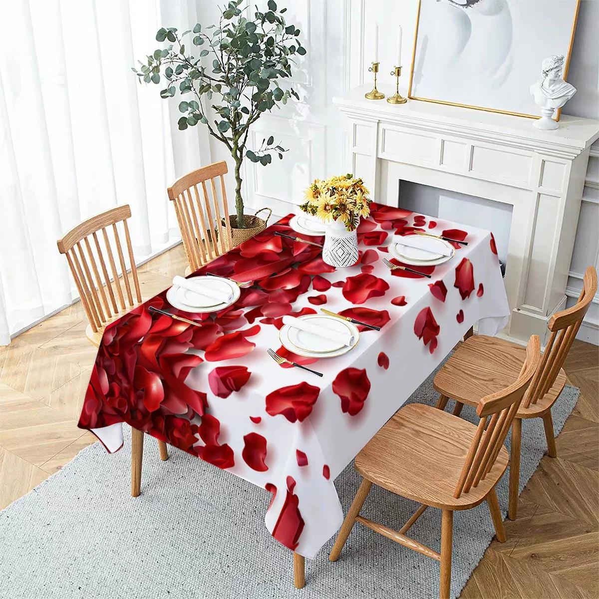 Rechthoekige Chrysant Roos Hortensia Waterdichte Polyester Tafelkleed Verjaardagsfeest Rechthoekige Tafel Feestartikelen 100x145cm