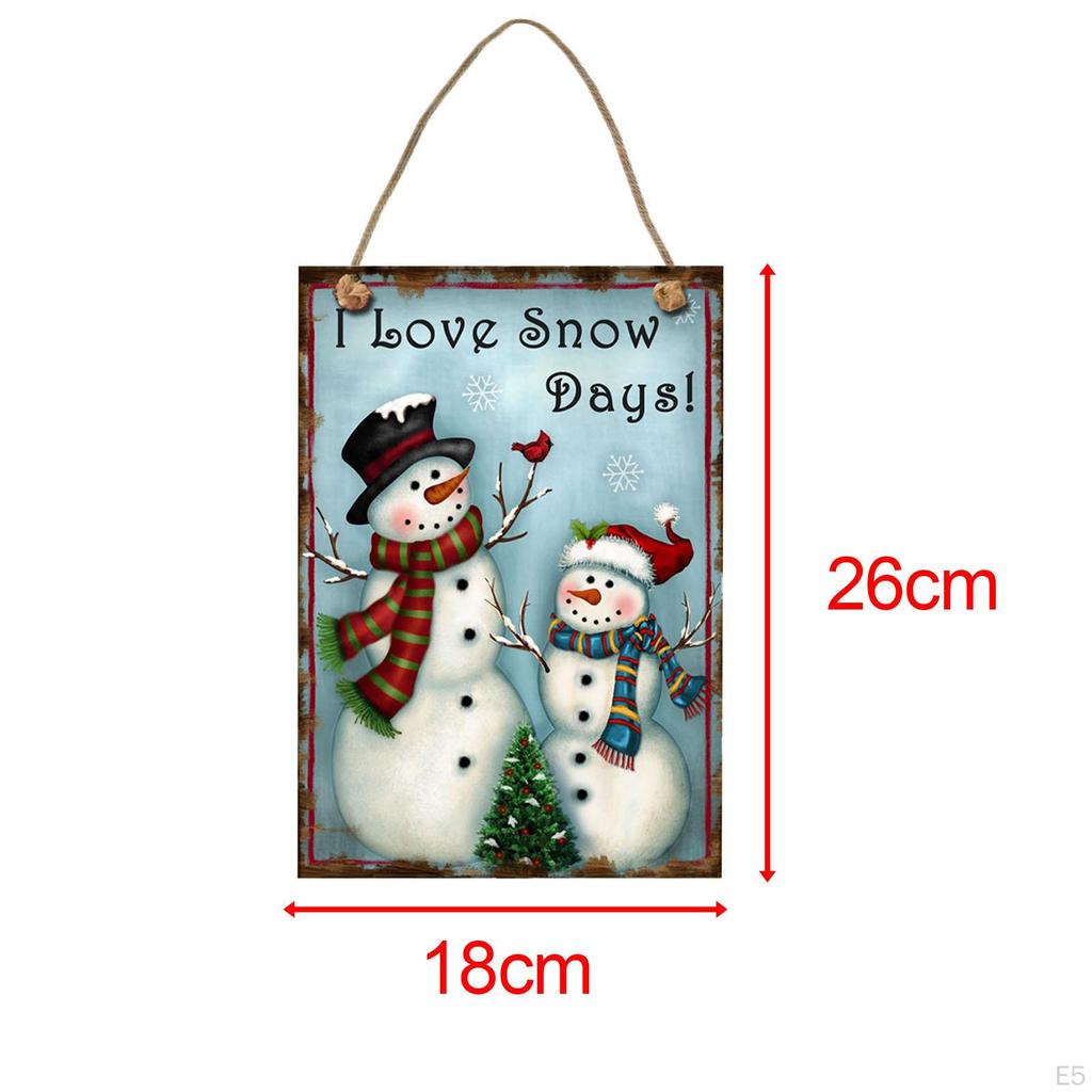 Christmas Sign Hanging Decorations Rope Rectangle Craft Rustic Outdoor Porch Tag