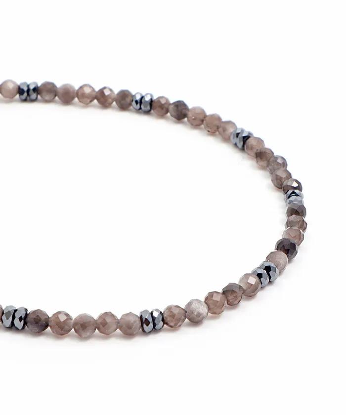Smoky Crystal Micro Bead Bracelet (PLT-BR-107_BR)