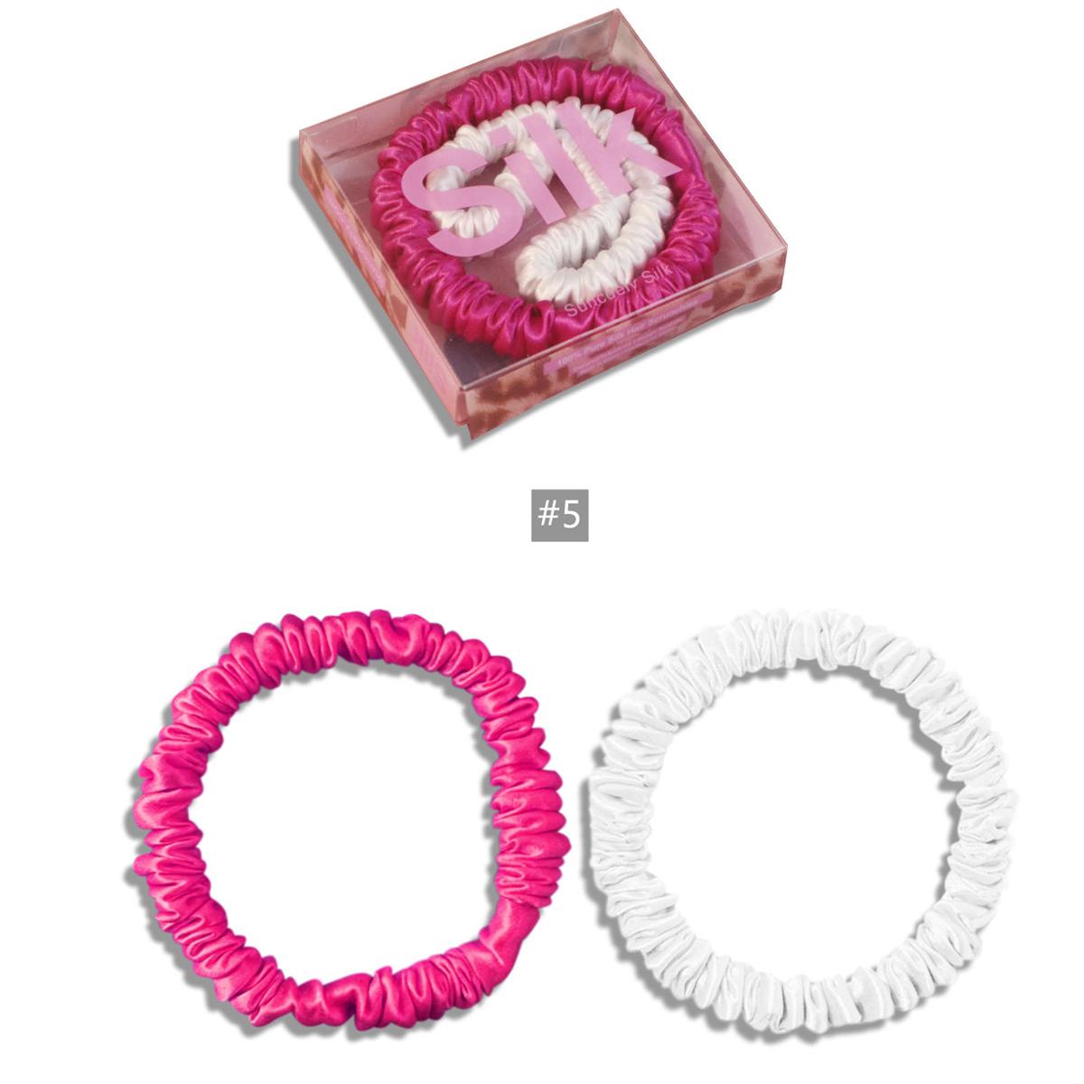 

2шт 100% шелковые резинки для волос резинки для волос высокого качества (22Момме) Женские повязки для волос для девочек Аксессуары для волос Розовая коробка