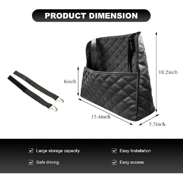 Car Net Pocket Handbag Holder, Large Capacity Automotive Purse Holder Organizer Between Two Seats, Leather Seat Storage Holders Barrier of Backseat