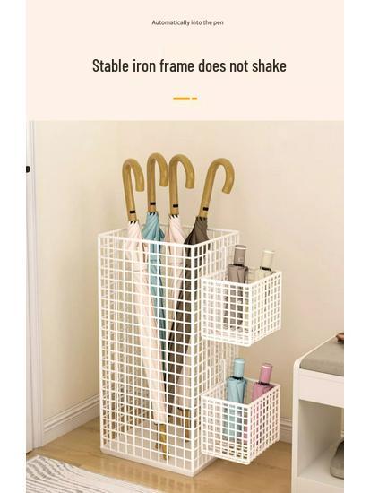 Umbrella Stand: Household & Commercial Storage Rack with Hanging and Draining Feature for Doorways