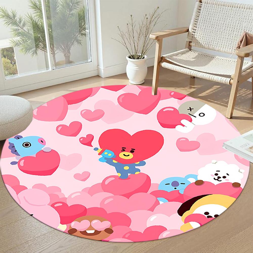 Bt21 Round Floor Rug Design for Hallway Balcony Living Rooms Dining Room Antislip Round Carpet Office home decor Wedding Party Gift