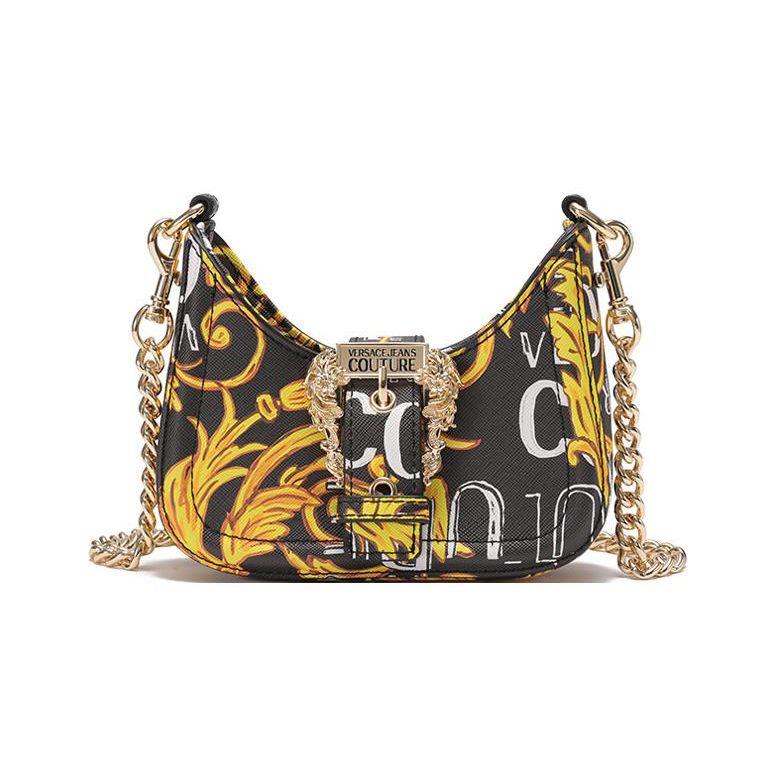 Versace Jeans Couture Logo Chain Hardware Crescent Bag Women Shoulder Bag Black 74VA4BFV-ZS597-G89 Basic Set BagDust Bag 30290₽