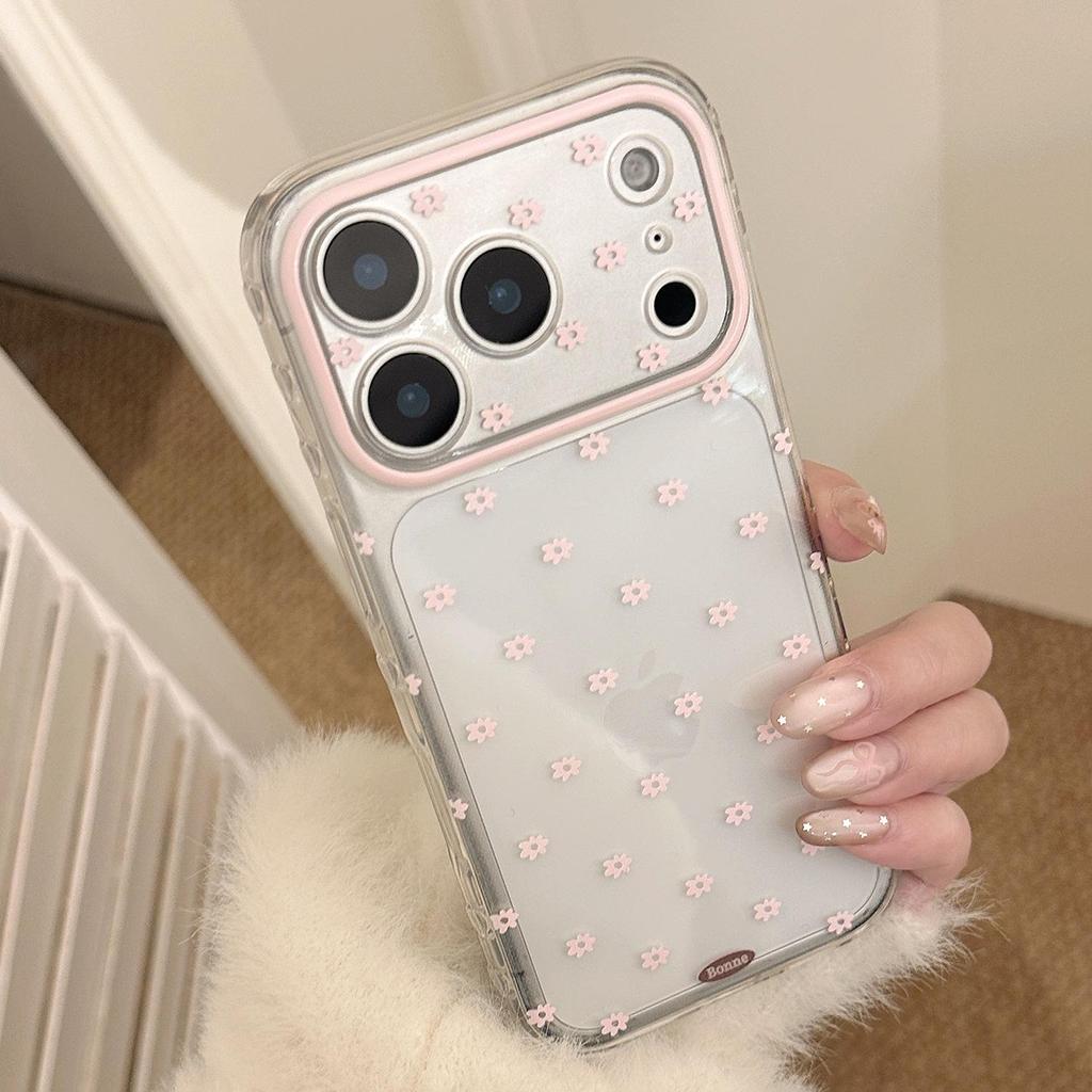 IPhone 15, iPhone 16 ve iPhone 17 Pro Max için Pembe Çiçekli Telefon Kılıfı