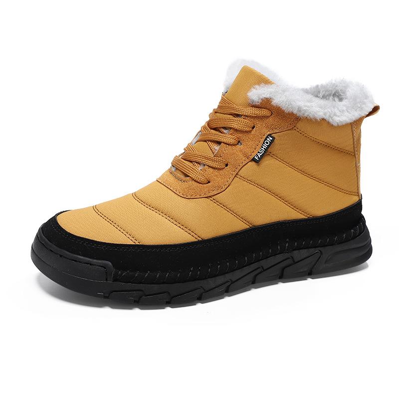 Mens soft elastic cold warm padded snow boots thick-soled non-slip wear-resistant outdoor mountaineering casual sneakers cotton boots