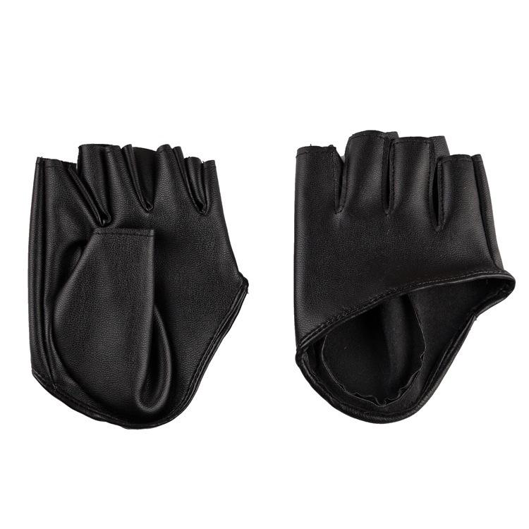 Women's gloves sexy half palm fingerless gloves Women jazz dance ds PU leather semi-finger gloves motorcycle gloves