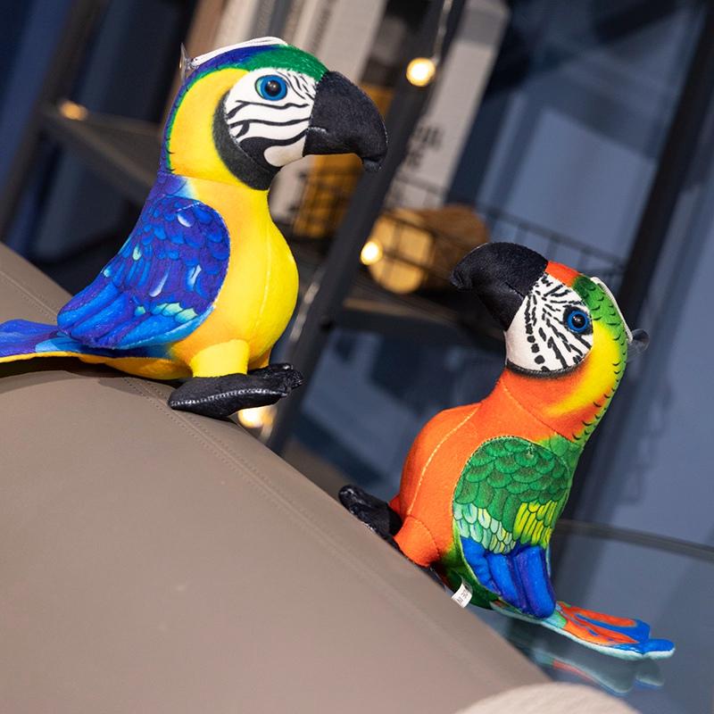25cm Cute Simulation Parrot Plush Doll Lifelike Colorful Standing Birds Plush Toy Home Decor Birthday Gift for Boys and Girls