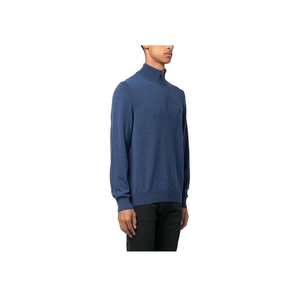 Polo Ralph Lauren Solid Color Half-Zip Long Sleeve Sweater Men sweater Navy-Blue 710876756-012