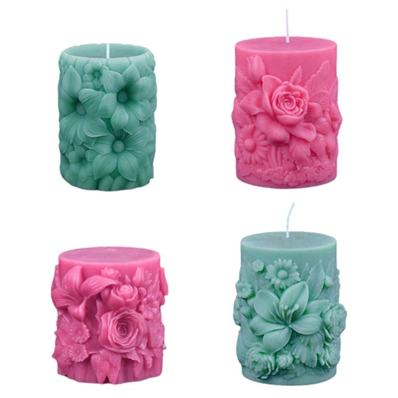 Santa Claus Embossed Cylinder Candle Silicone Mould for Festival Holiday Handmade Craft