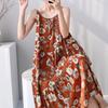 Summer sleeveless suspender cotton and silk nightdress women's lace-up can be worn outside loungewear high-end vacation long dress dress thin